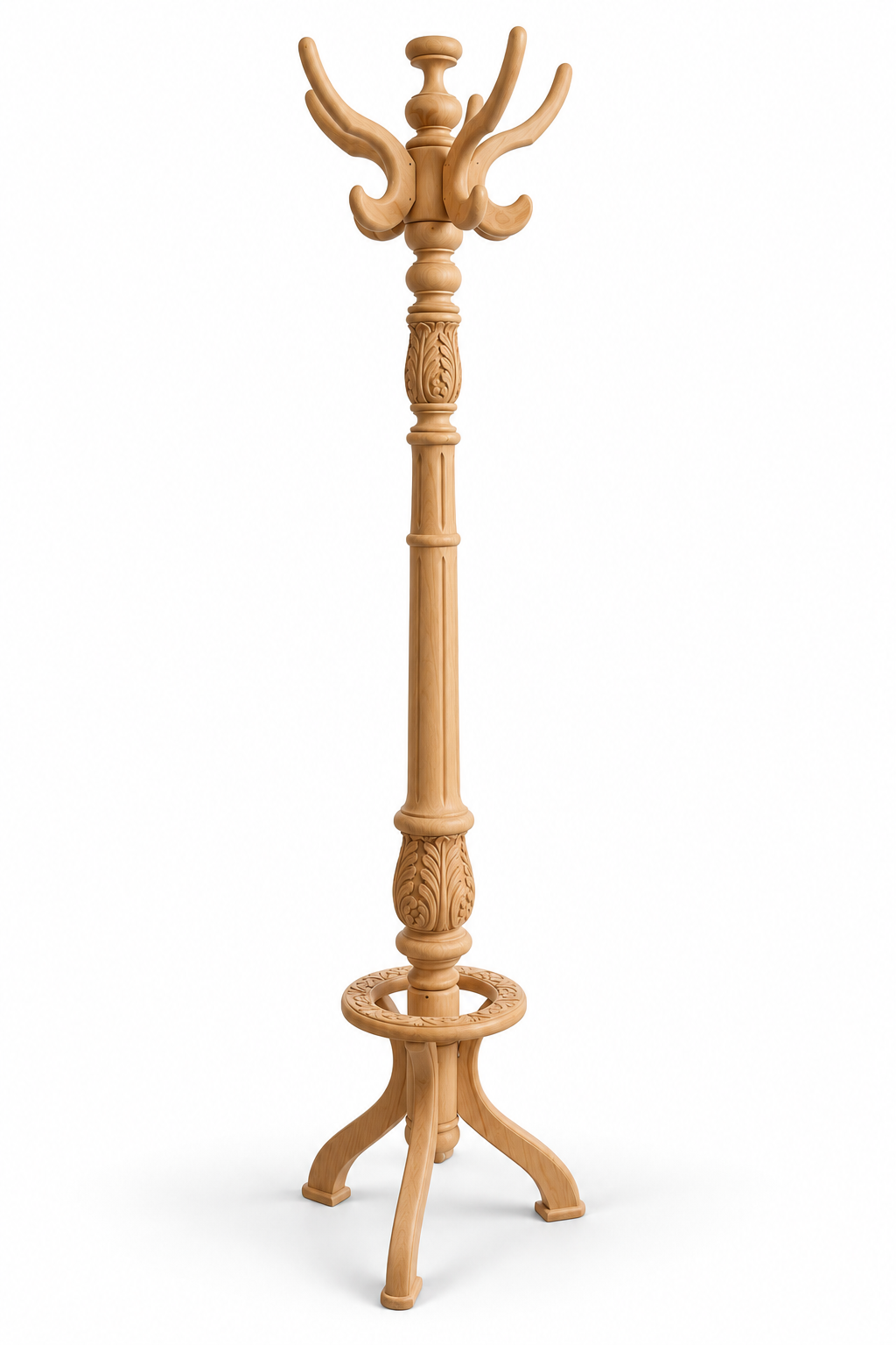 Arven Wooden Coat Stand Carved