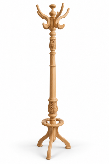 Arven Wooden Coat Stand Carved